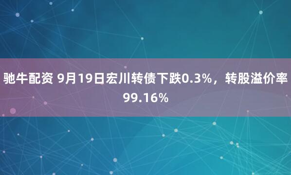 驰牛配资 9月19日宏川转债下跌0.3%,转股溢价率99.16%